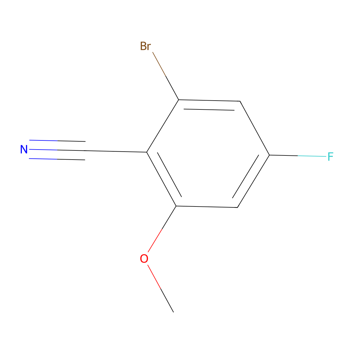 2-Bromo-4-fluoro-6-methoxybenzonitrile molecular structure, CAS 1936155-98-4