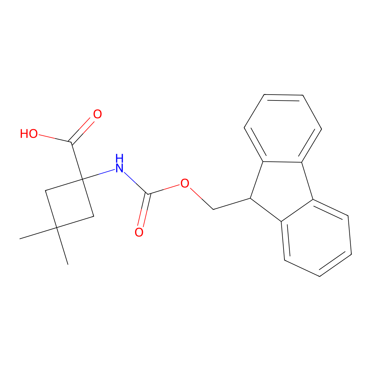 1-({[(9H-fluoren-9-yl)methoxy]carbonyl}amino)-3,3-dimethylcyclobutane-1-carboxylic acid molecular structure, CAS 1936161-54-4