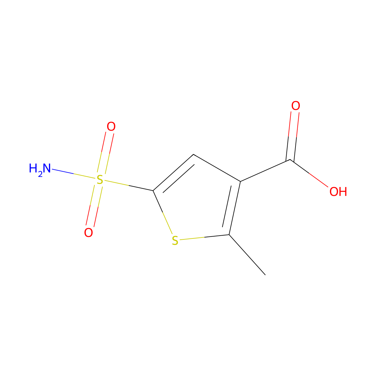 2-Methyl-5-sulfamoylthiophene-3-carboxylic acid molecular structure, CAS 1936164-46-3