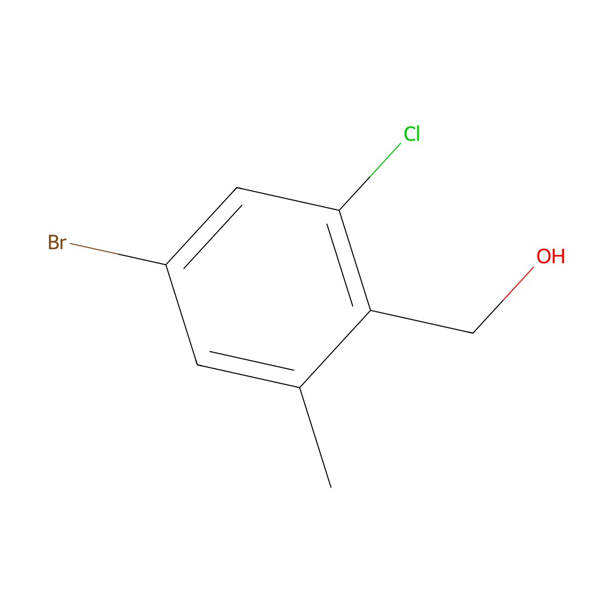 (4-Bromo-2-chloro-6-methylphenyl)methanol molecular structure, CAS 1936168-82-9