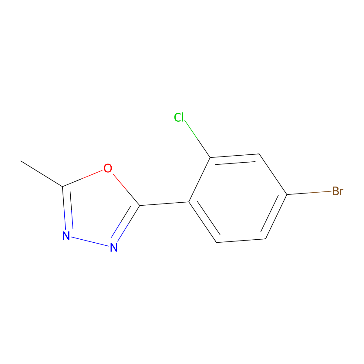 2-(4-Bromo-2-chlorophenyl)-5-methyl-1,3,4-oxadiazole molecular structure, CAS 1936176-55-4