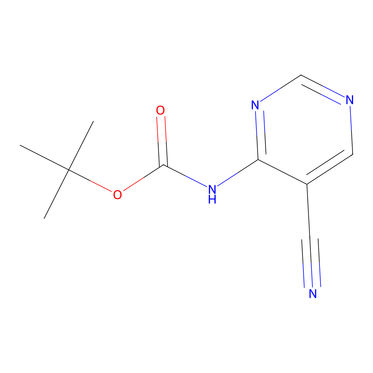 tert-Butyl (5-cyanopyrimidin-4-yl)carbamate molecular structure, CAS 1936180-25-4