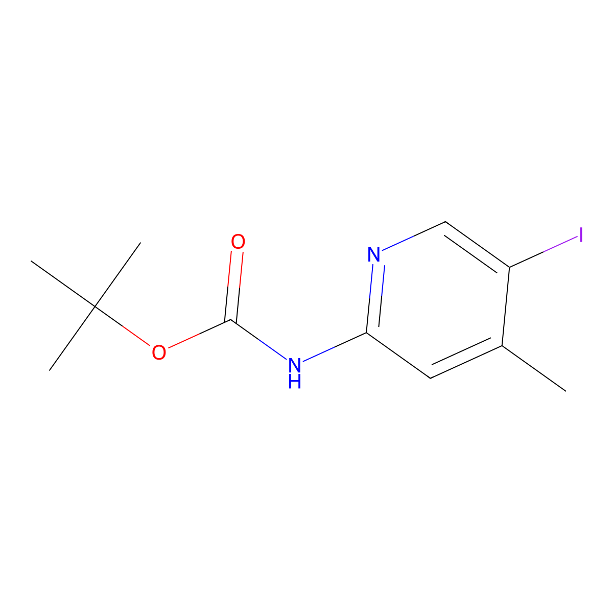 tert-butyl N-(5-iodo-4-methylpyridin-2-yl)carbamate molecular structure, CAS 1936180-87-8