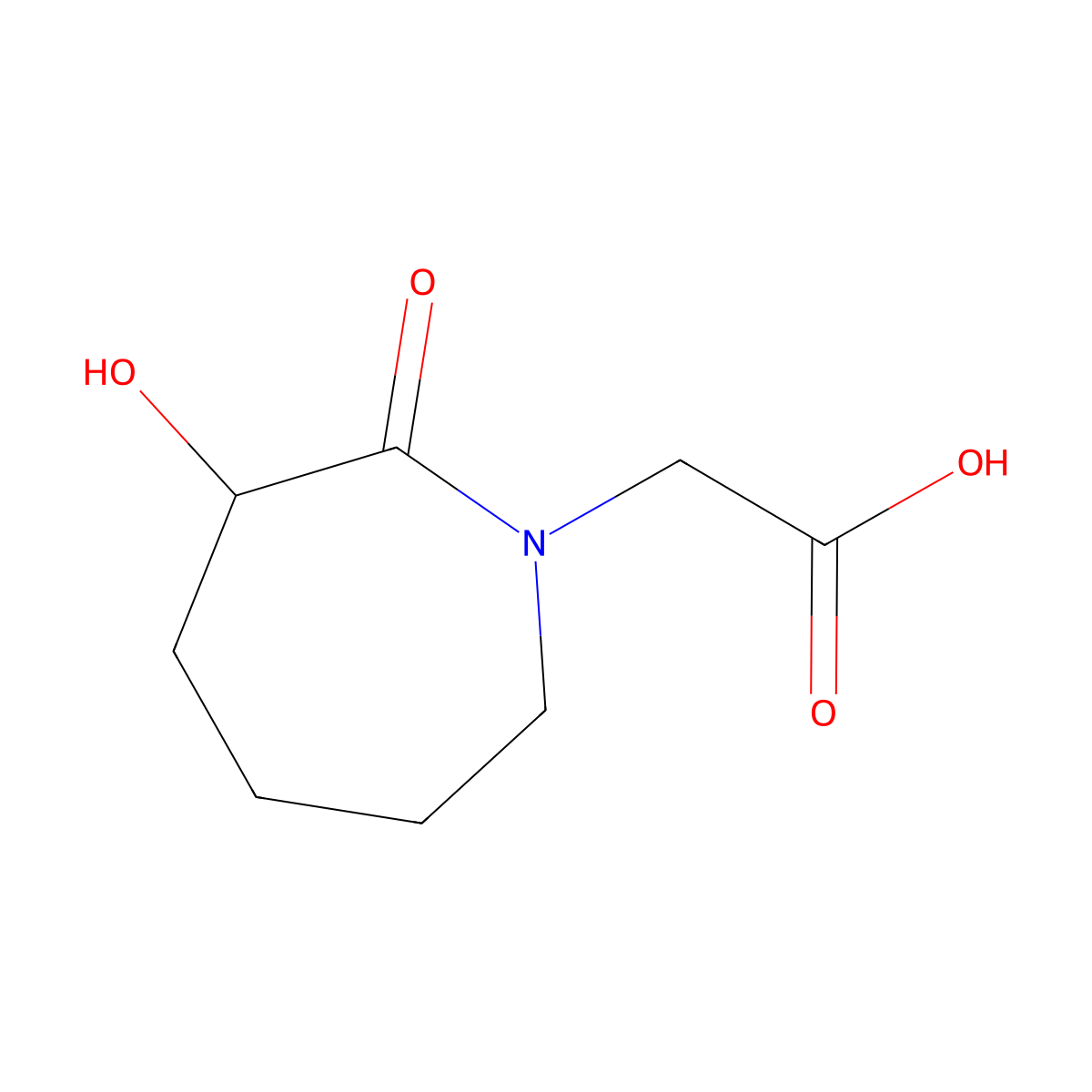 2-(3-Hydroxy-2-oxoazepan-1-yl)acetic acid molecular structure, CAS 1936187-00-6