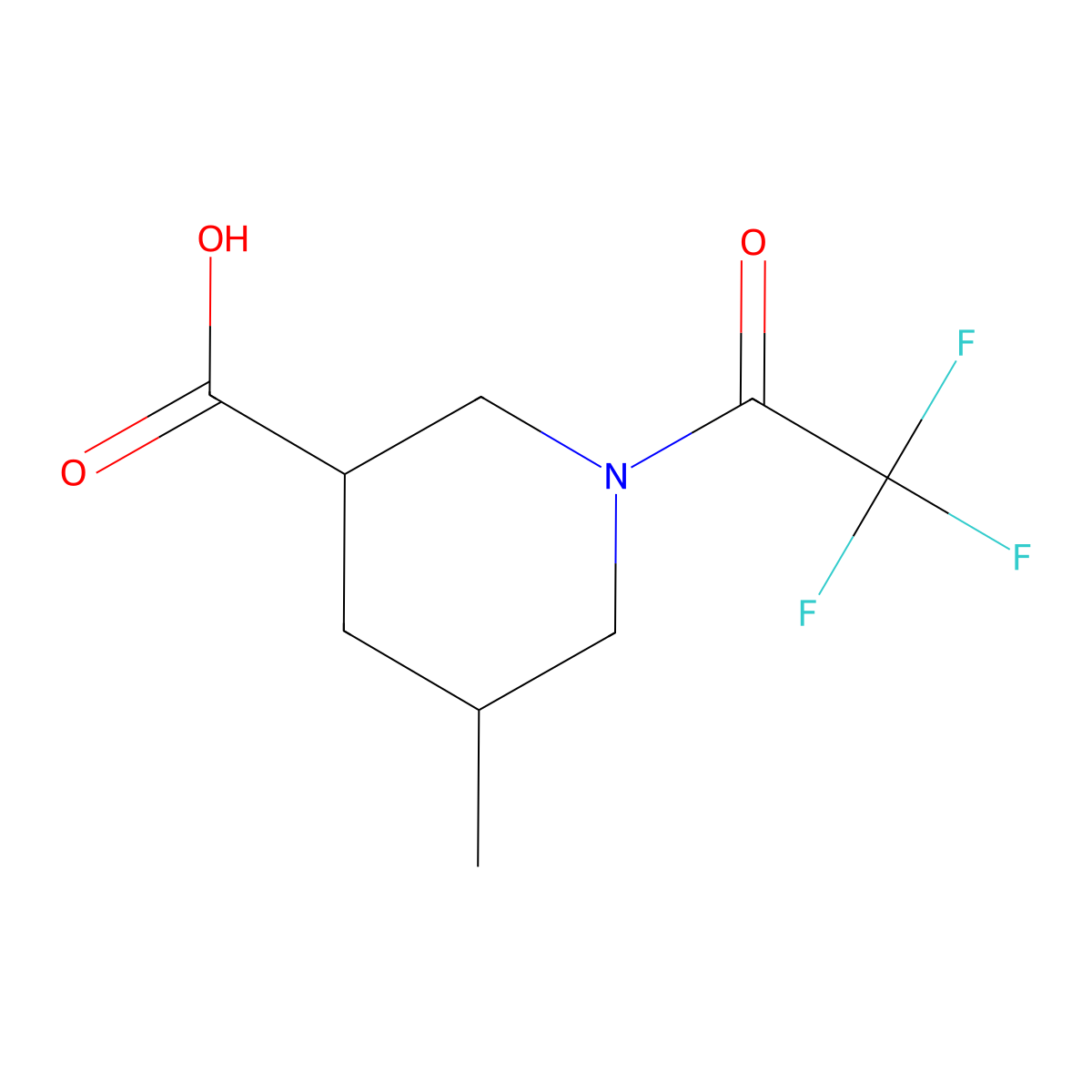 5-Methyl-1-(trifluoroacetyl)piperidine-3-carboxylic acid molecular structure, CAS 1936187-12-0