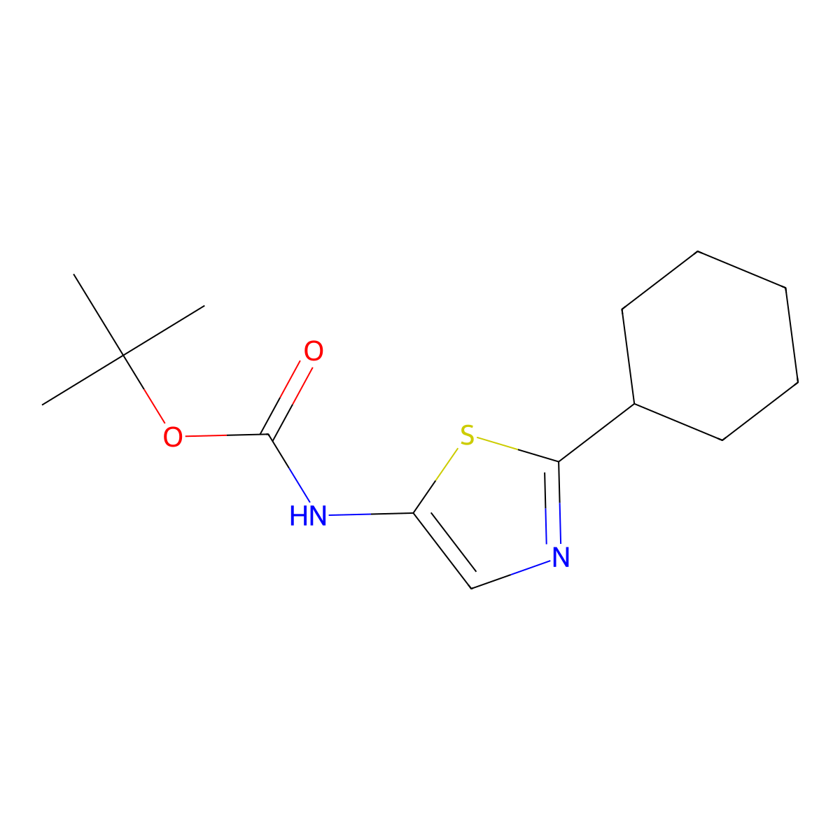 tert-Butyl (2-cyclohexylthiazol-5-yl)carbamate molecular structure, CAS 1936189-08-0