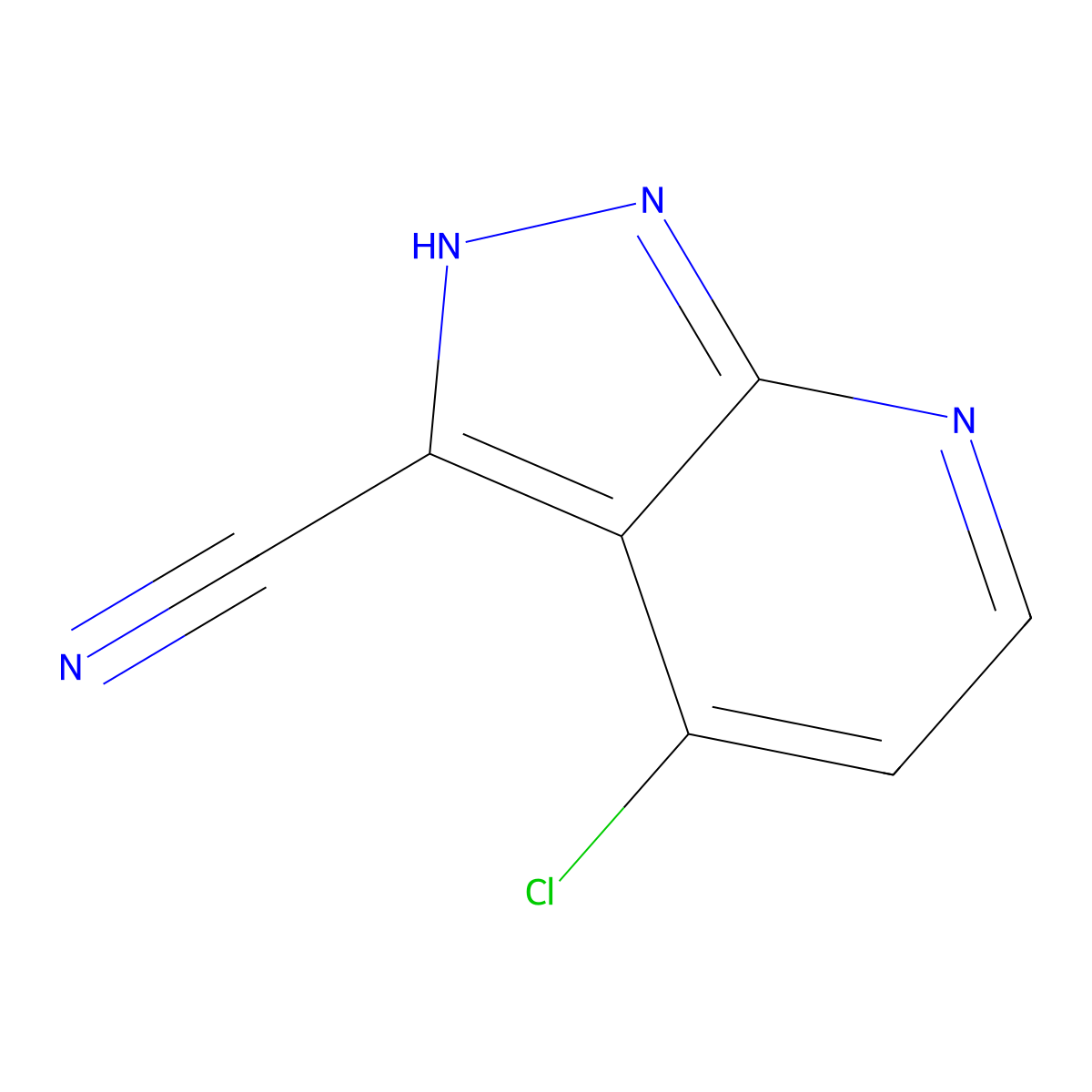 4-Chloro-1H-pyrazolo[3,4-b]pyridine-3-carbonitrile molecular structure, CAS 1936189-92-2