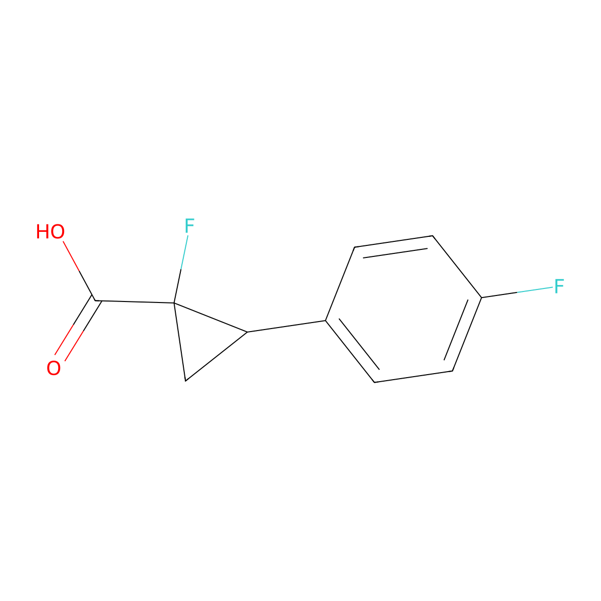 1-Fluoro-2-(4-fluorophenyl)cyclopropane-1-carboxylic acid molecular structure, CAS 1936195-64-0
