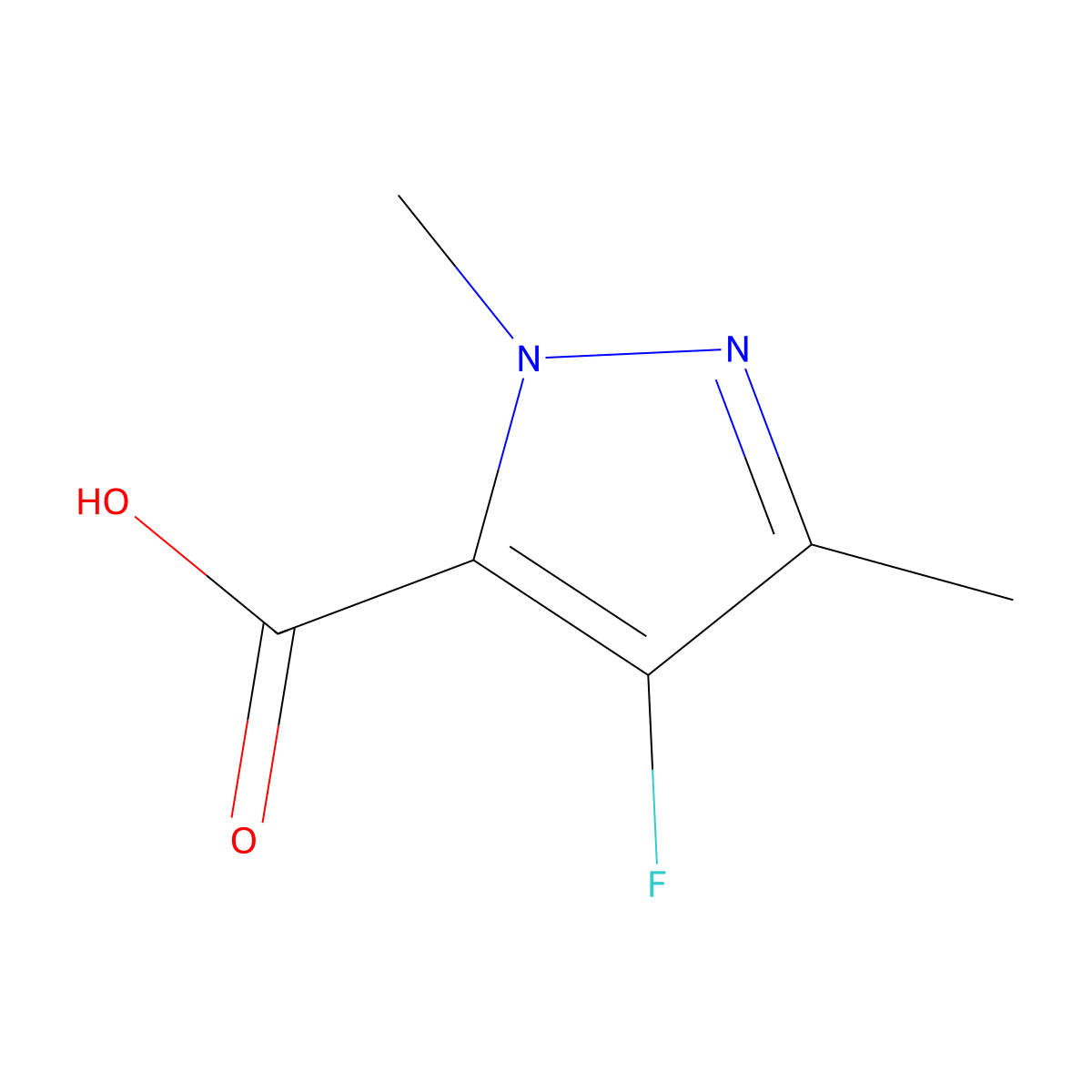 4-fluoro-1,3-dimethyl-1H-pyrazole-5-carboxylic acid molecular structure, CAS 1936196-92-7