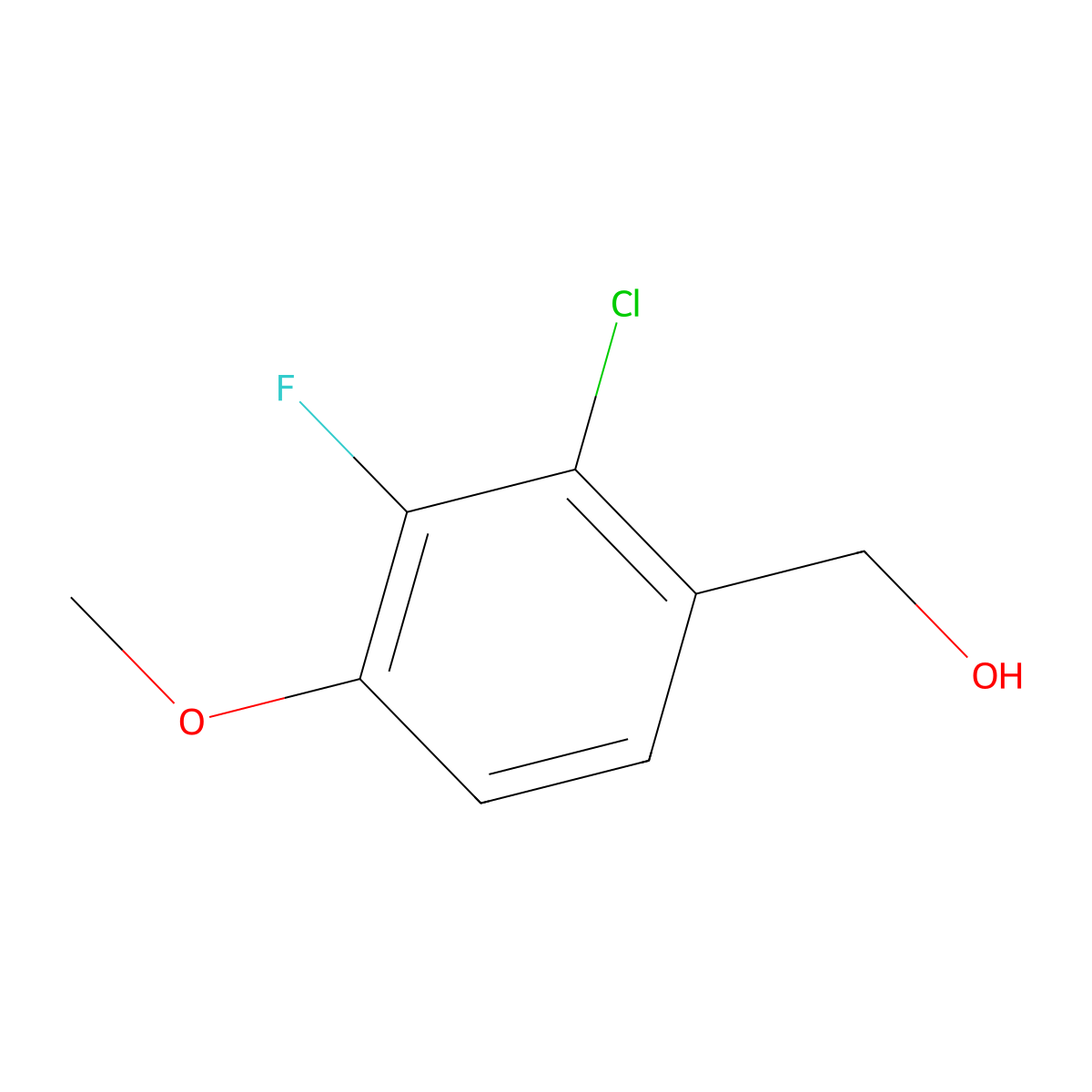 (2-Chloro-3-fluoro-4-methoxyphenyl)methanol molecular structure, CAS 1936199-20-0