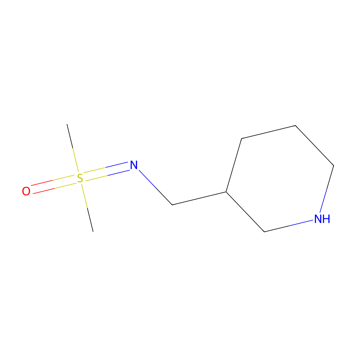 Dimethyl({[(piperidin-3-yl)methyl]imino})-lambda6-sulfanone molecular structure, CAS 1936202-25-3