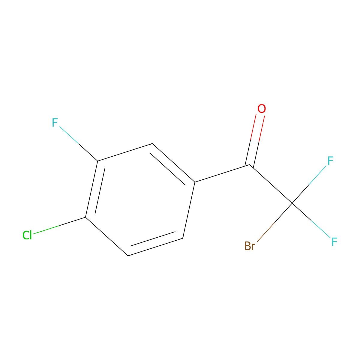2-Bromo-2,2-difluoro-1-(4-chloro-3-fluorophenyl)ethanone molecular structure, CAS 1936203-20-1