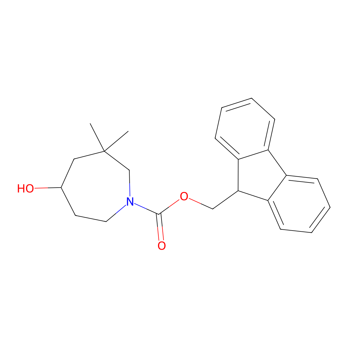 (9H-fluoren-9-yl)methyl 5-hydroxy-3,3-dimethylazepane-1-carboxylate molecular structure, CAS 1936207-02-1