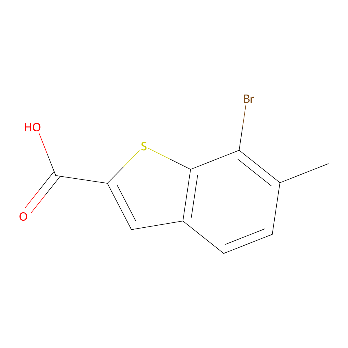 7-Bromo-6-methyl-1-benzothiophene-2-carboxylic acid molecular structure, CAS 1936214-19-5