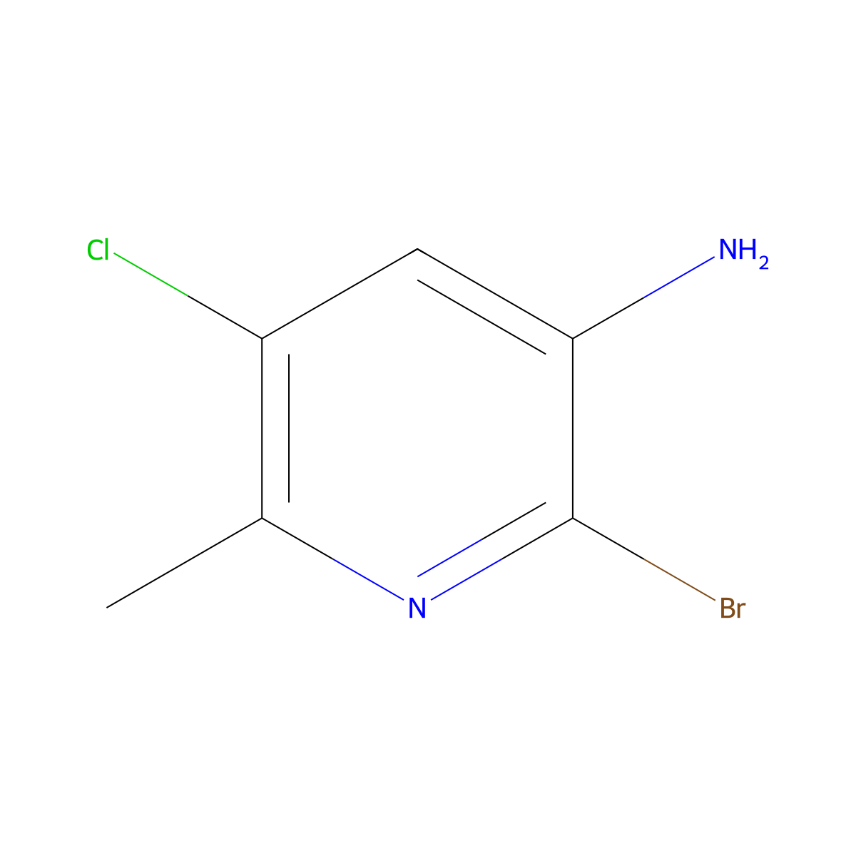 2-Bromo-5-chloro-6-methylpyridin-3-amine molecular structure, CAS 1936218-99-3