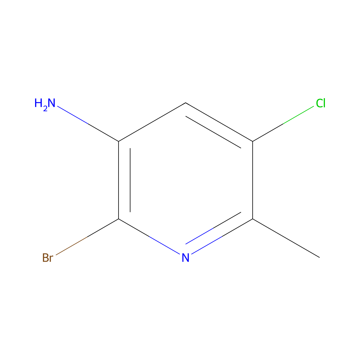 2-Bromo-5-chloro-6-methylpyridin-3-amine molecular structure, CAS 1936218-99-3