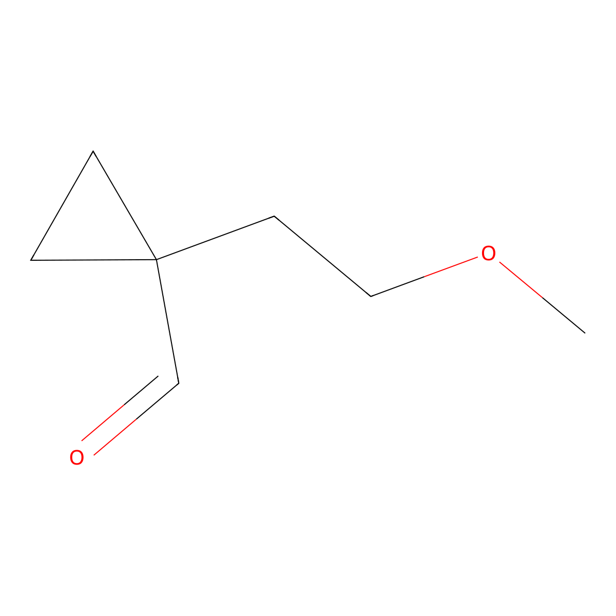 1-(2-Methoxyethyl)cyclopropane-1-carbaldehyde molecular structure, CAS 1936219-21-4