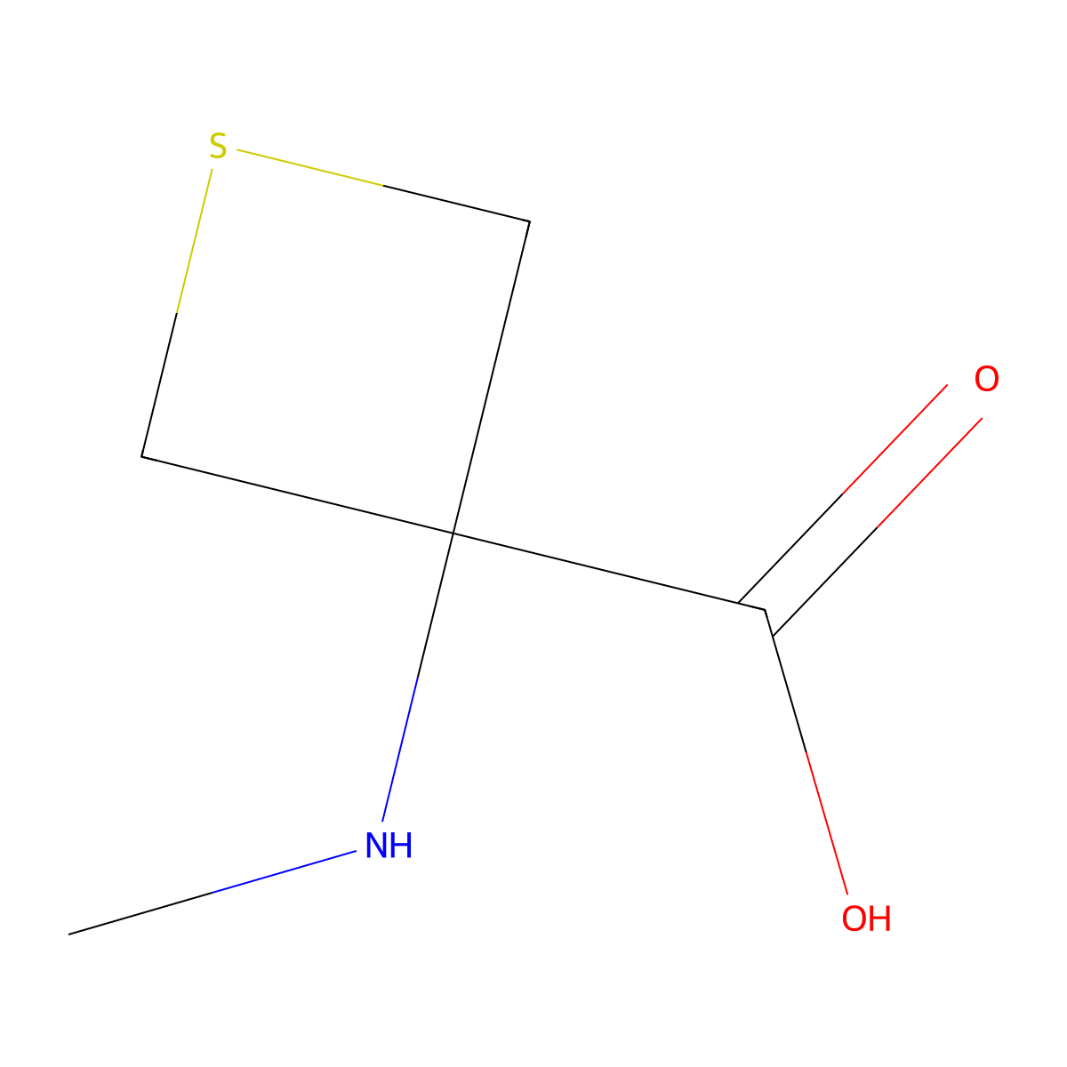 3-(Methylamino)thietane-3-carboxylic acid molecular structure, CAS 1936219-62-3