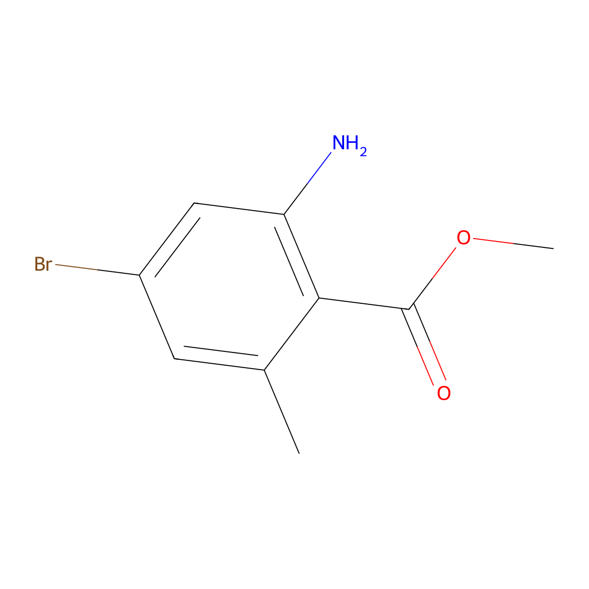 Methyl 2-amino-4-bromo-6-methylbenzoate molecular structure, CAS 1936226-72-0