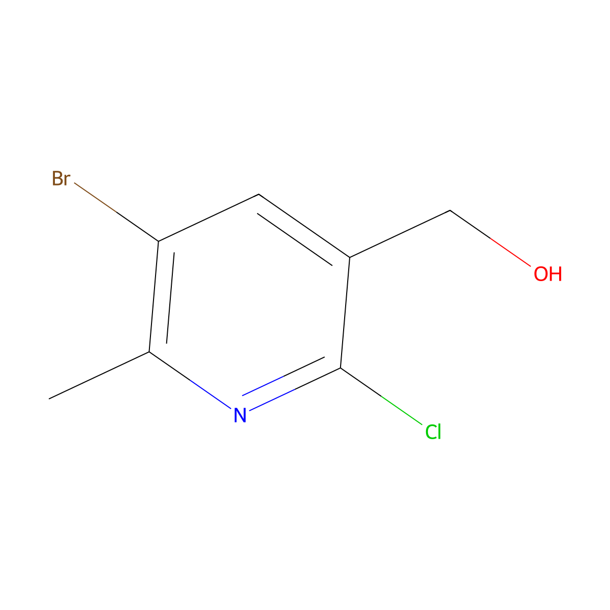 (5-Bromo-2-chloro-6-methylpyridin-3-yl)methanol molecular structure, CAS 1936227-62-1