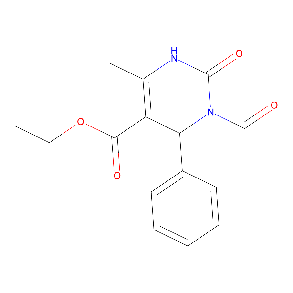 Ethyl 3-formyl-6-methyl-2-oxo-4-phenyl-1,2,3,4-tetrahydropyrimidine-5-carboxylate molecular structure, CAS 193623-12-0
