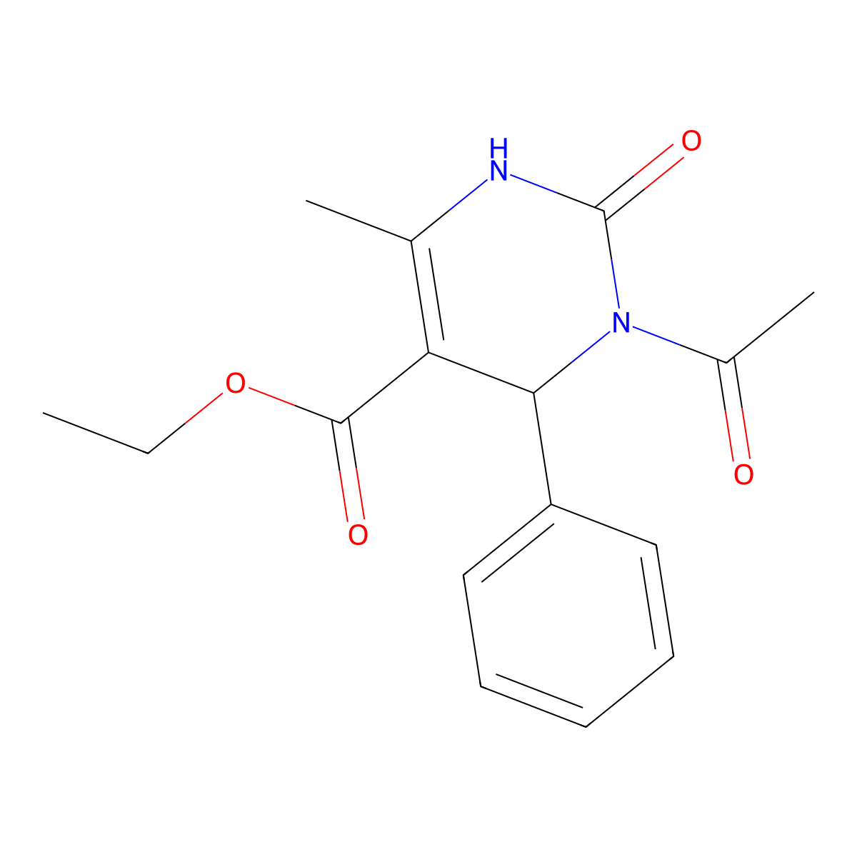 Ethyl 3-acetyl-6-methyl-2-oxo-4-phenyl-1,2,3,4-tetrahydro-5-pyrimidinecarboxylate molecular structure, CAS 193623-14-2