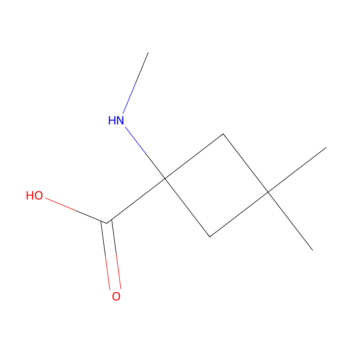 3,3-Dimethyl-1-(methylamino)cyclobutane-1-carboxylic acid molecular structure, CAS 1936237-49-8