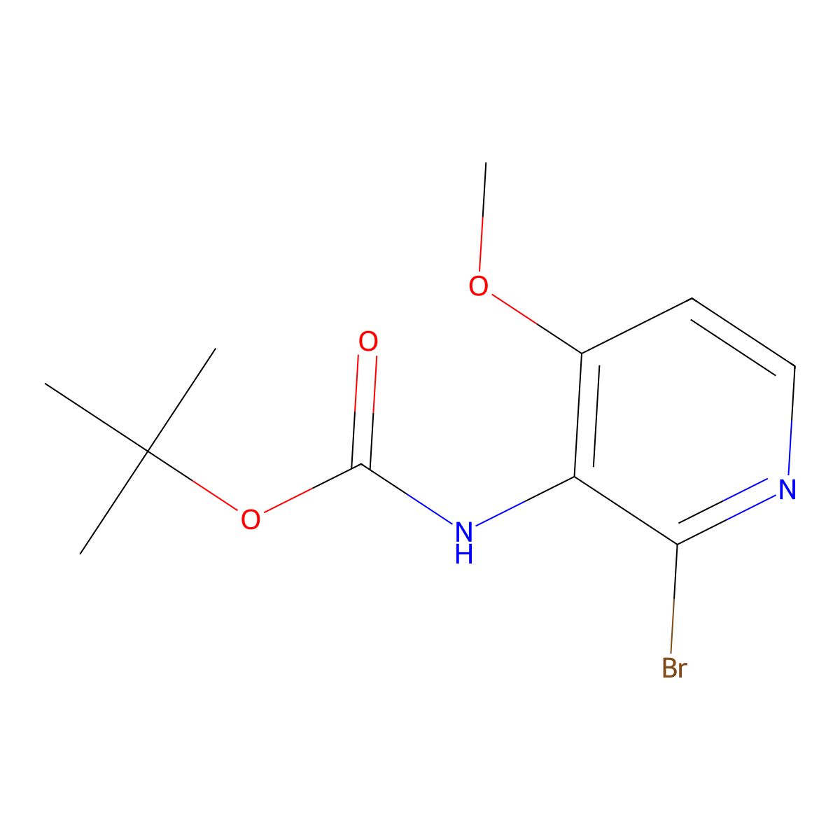 tert-Butyl (2-bromo-4-methoxypyridin-3-yl)carbamate molecular structure, CAS 1936238-69-5