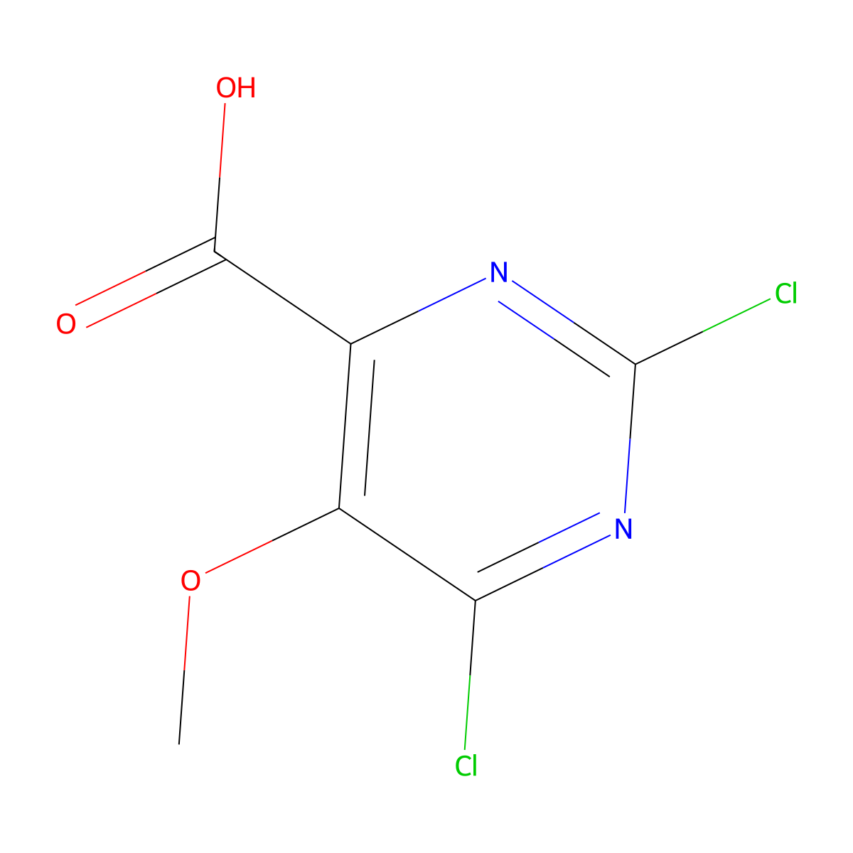 2,6-Dichloro-5-methoxypyrimidine-4-carboxylic acid molecular structure, CAS 1936241-21-2