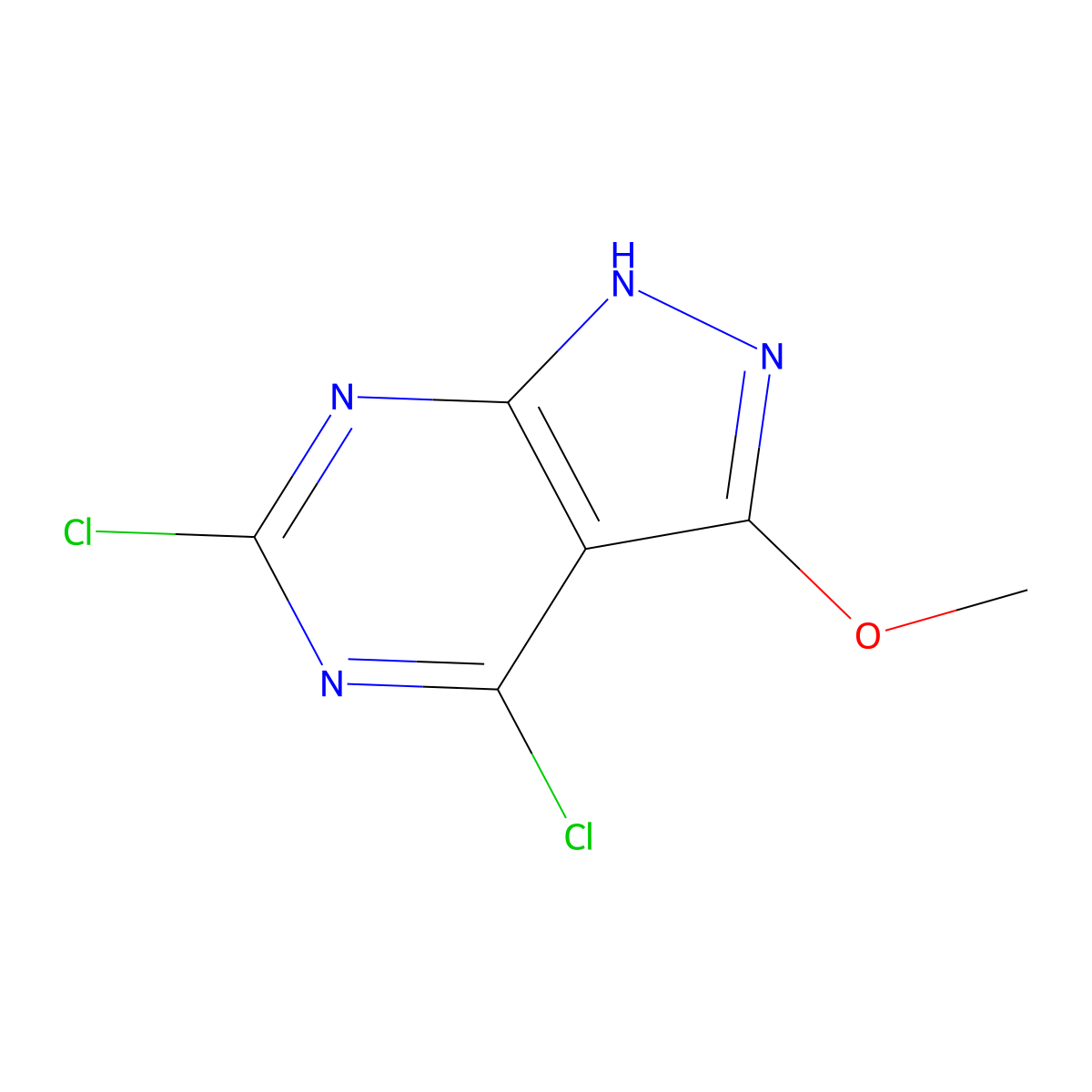 4,6-Dichloro-3-methoxy-1H-pyrazolo[3,4-d]pyrimidine molecular structure, CAS 1936241-59-6