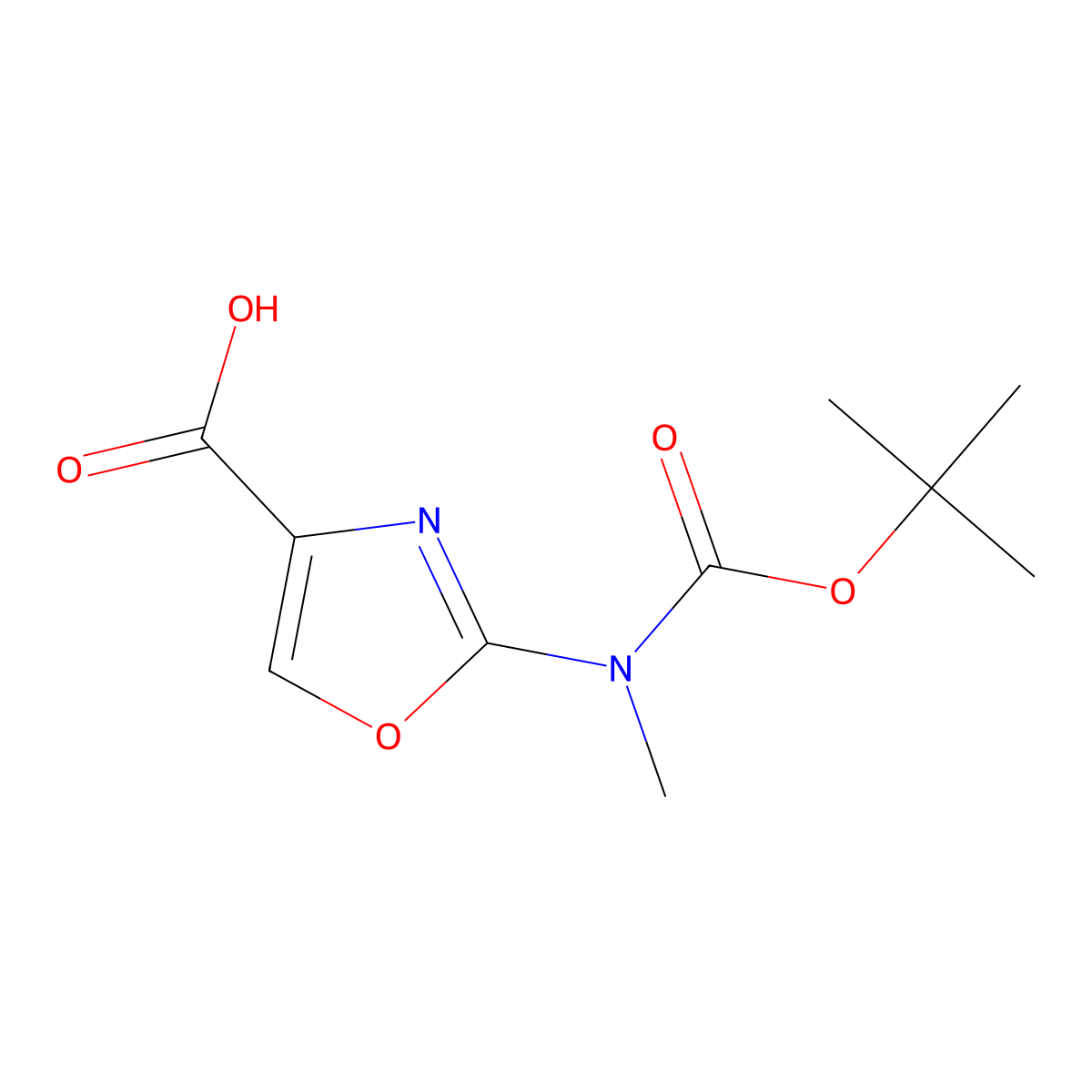 2-{[(Tert-butoxy)carbonyl](methyl)amino}-1,3-oxazole-4-carboxylic acid molecular structure, CAS 1936244-42-6