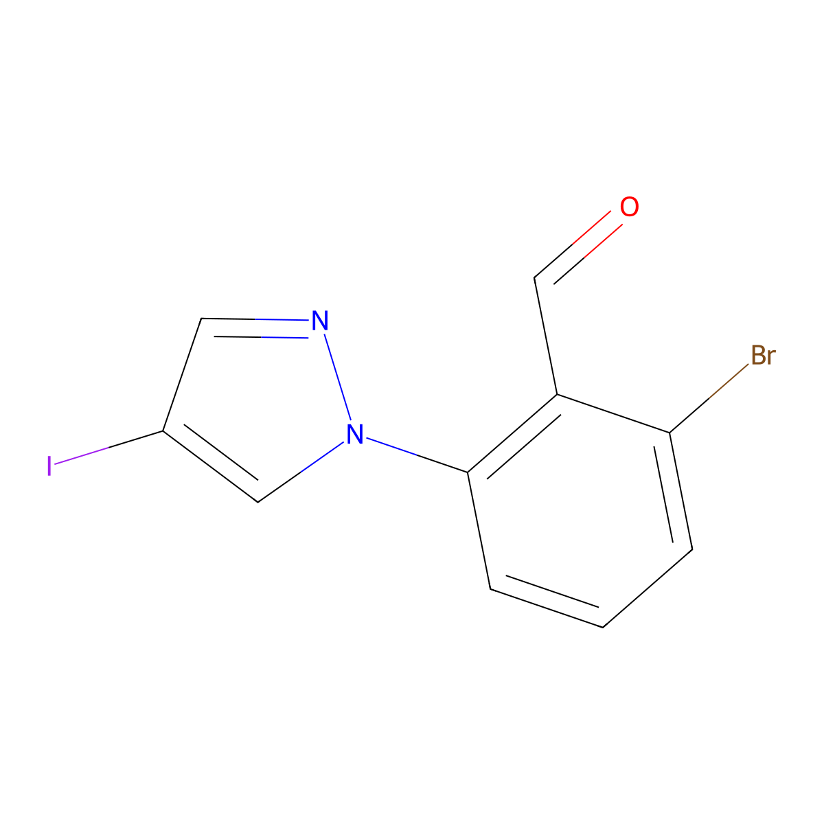 2-Bromo-6-(4-iodo-1H-pyrazol-1-yl)benzaldehyde molecular structure, CAS 1936246-71-7