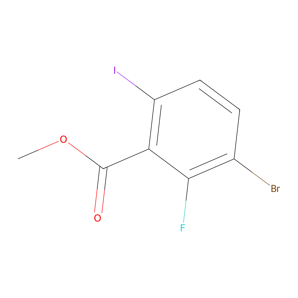 Methyl 3-bromo-2-fluoro-6-iodobenzoate molecular structure, CAS 1936253-89-2