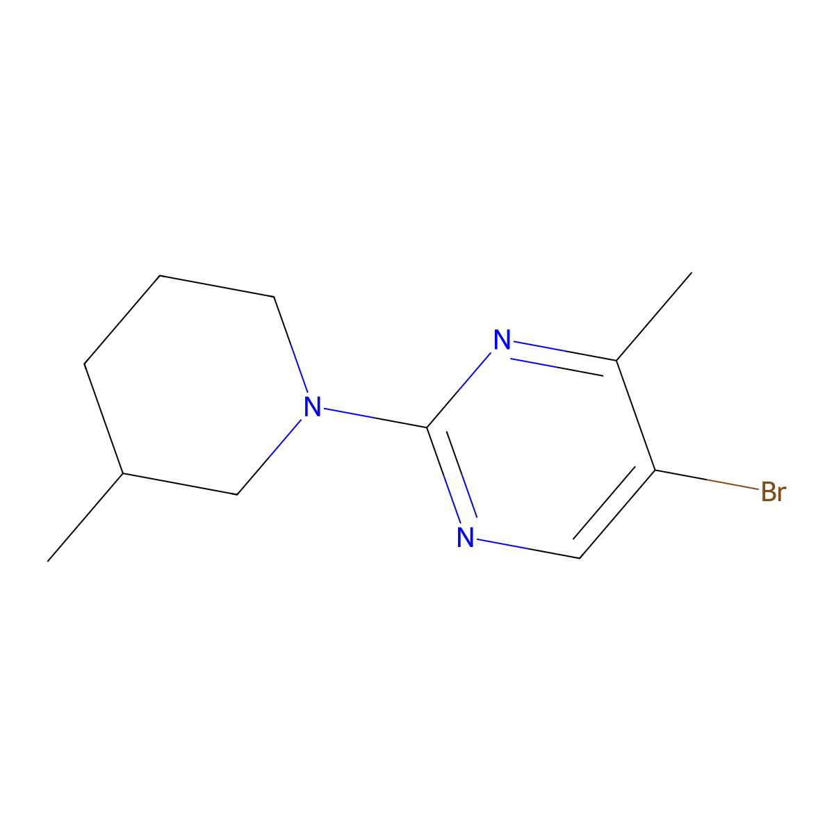 5-Bromo-4-methyl-2-(3-methylpiperidin-1-yl)pyrimidine molecular structure, CAS 1936262-12-2