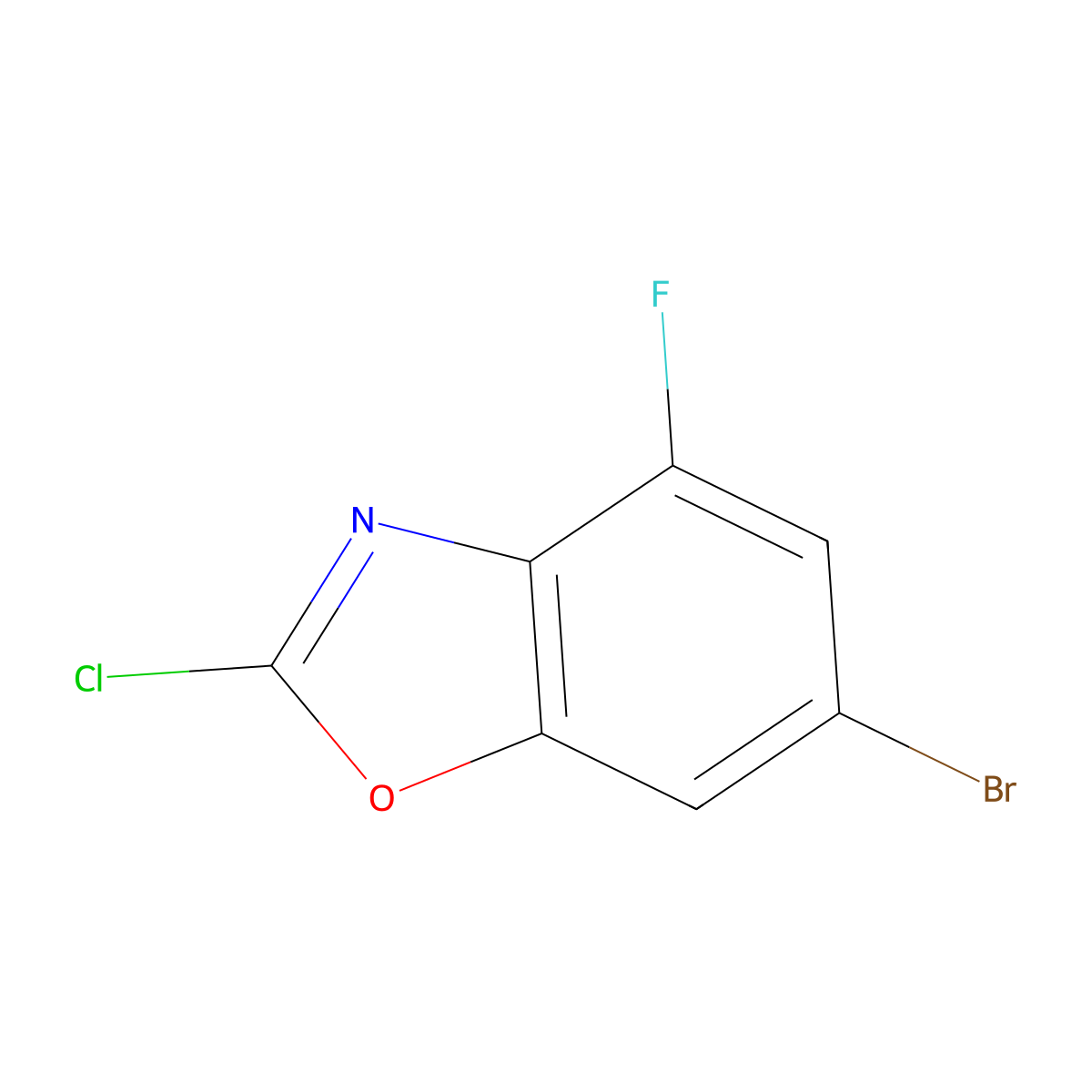 6-Bromo-2-chloro-4-fluoro-1,3-benzoxazole molecular structure, CAS 1936266-29-3