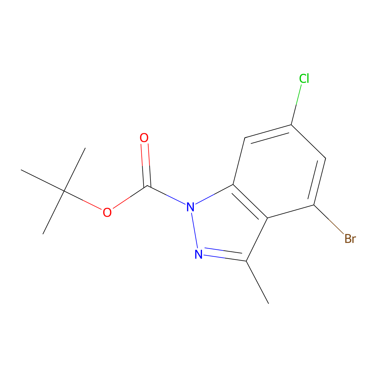 tert-Butyl 4-bromo-6-chloro-3-methyl-1H-indazole-1-carboxylate molecular structure, CAS 1936273-25-4