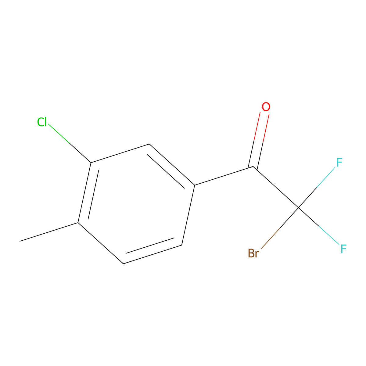 2-Bromo-2,2-difluoro-1-(3-chloro-4-methylphenyl)ethanone molecular structure, CAS 1936275-09-0