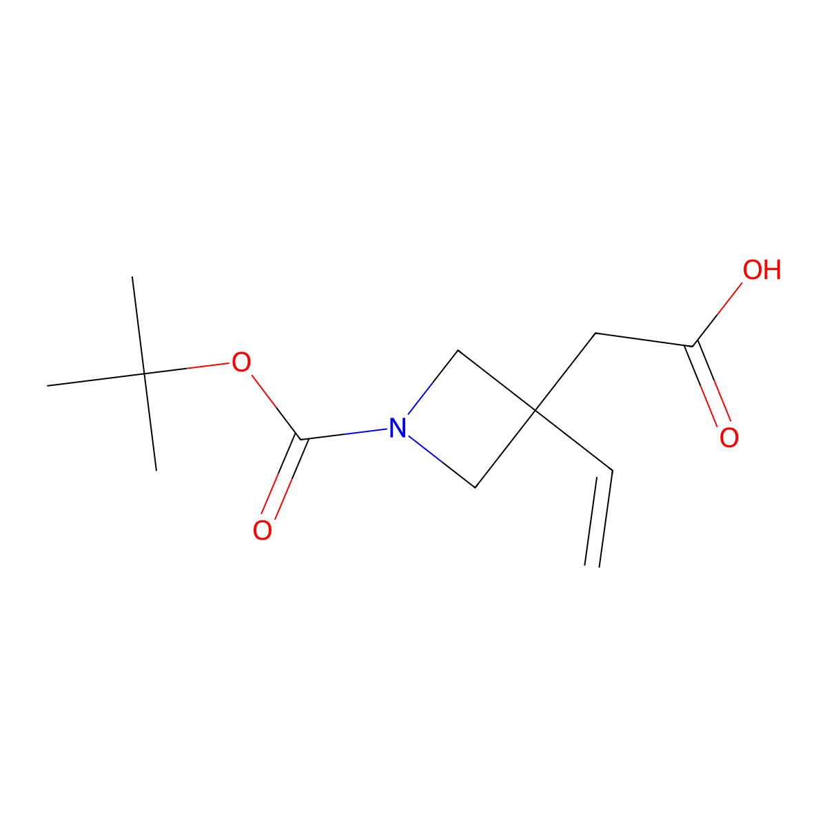 2-{1-[(Tert-butoxy)carbonyl]-3-ethenylazetidin-3-yl}acetic acid molecular structure, CAS 1936276-02-6