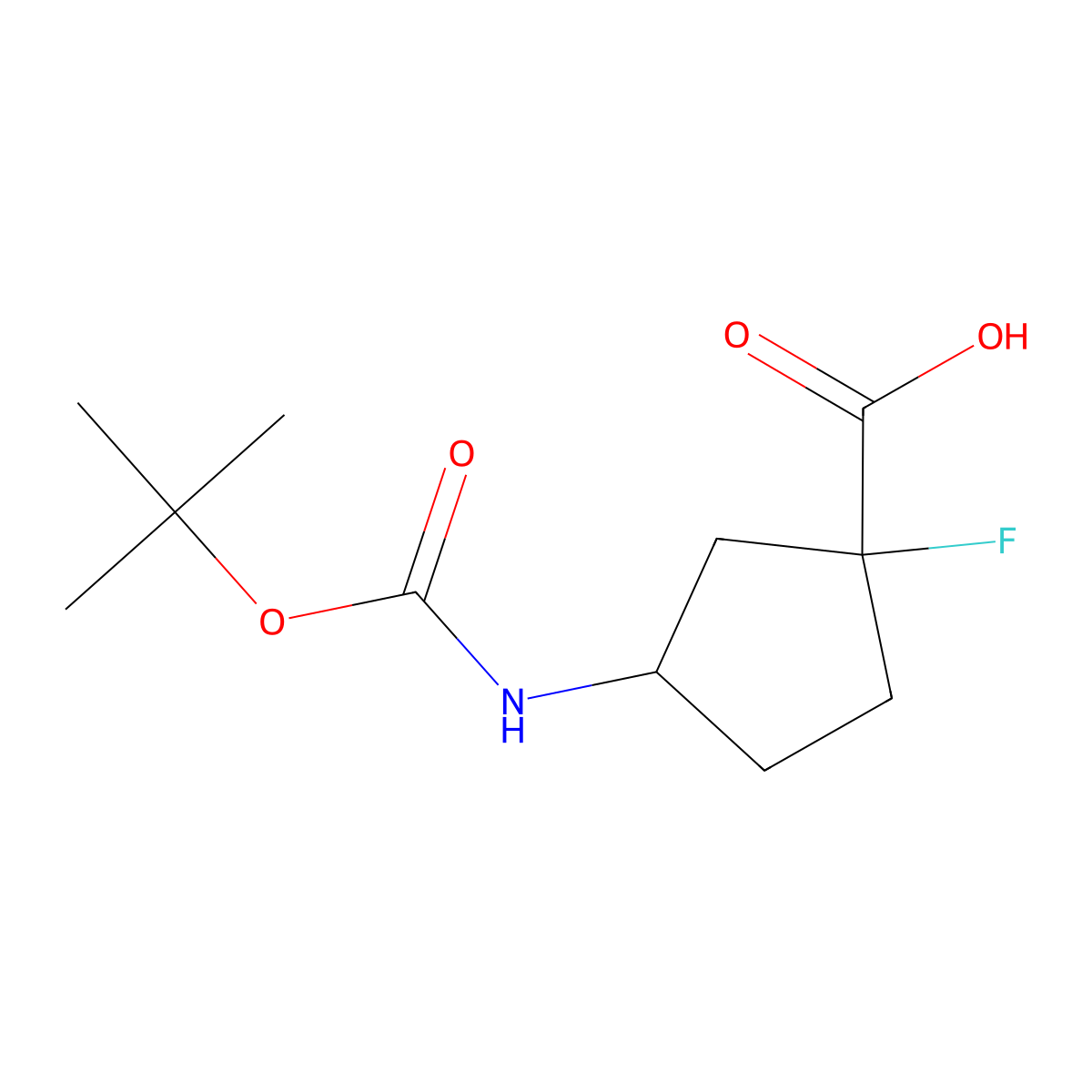 3-{[(Tert-butoxy)carbonyl]amino}-1-fluorocyclopentane-1-carboxylic acid molecular structure, CAS 1936279-38-7