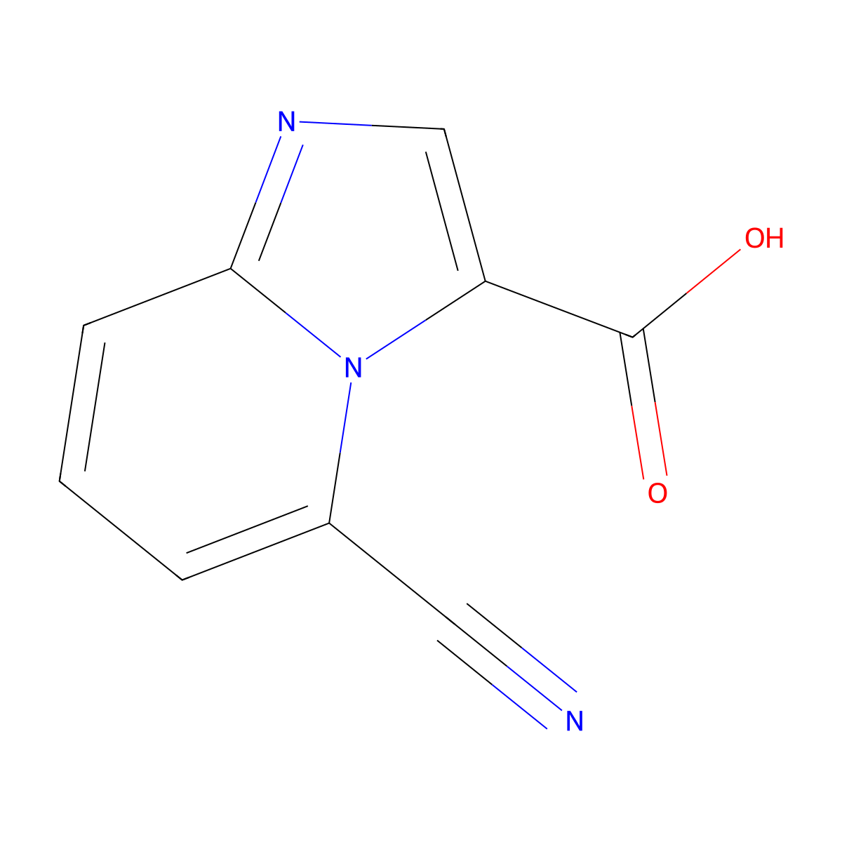 5-Cyanoimidazo[1,2-a]pyridine-3-carboxylic acid molecular structure, CAS 1936289-25-6