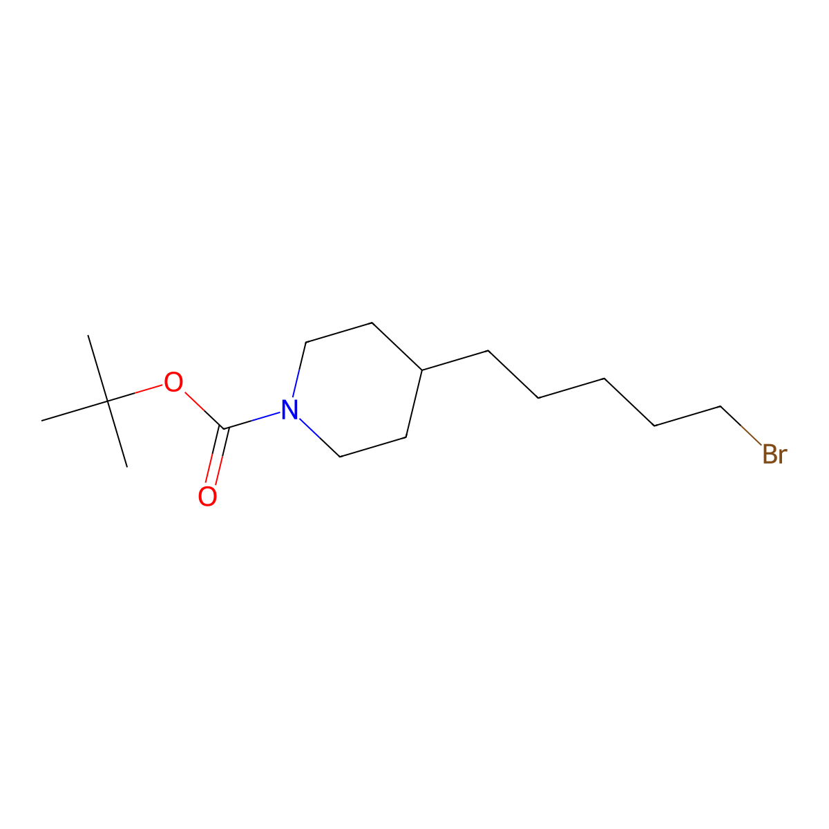 tert-Butyl 4-(5-bromopentyl)piperidine-1-carboxylate molecular structure, CAS 193629-37-7