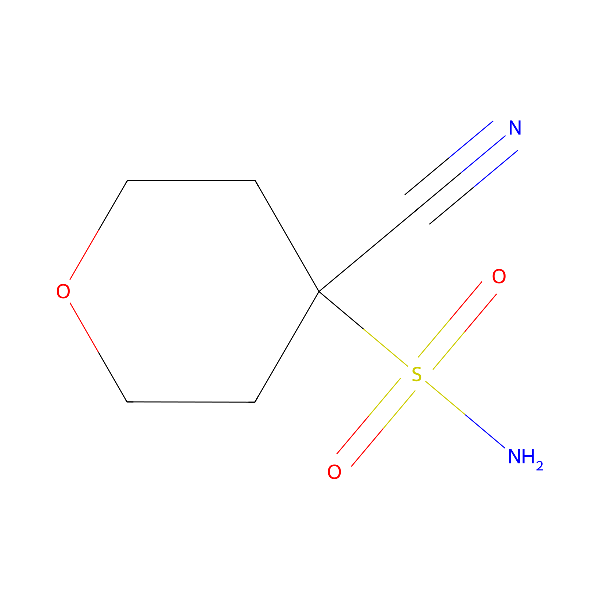4-Cyanooxane-4-sulfonamide molecular structure, CAS 1936290-96-8