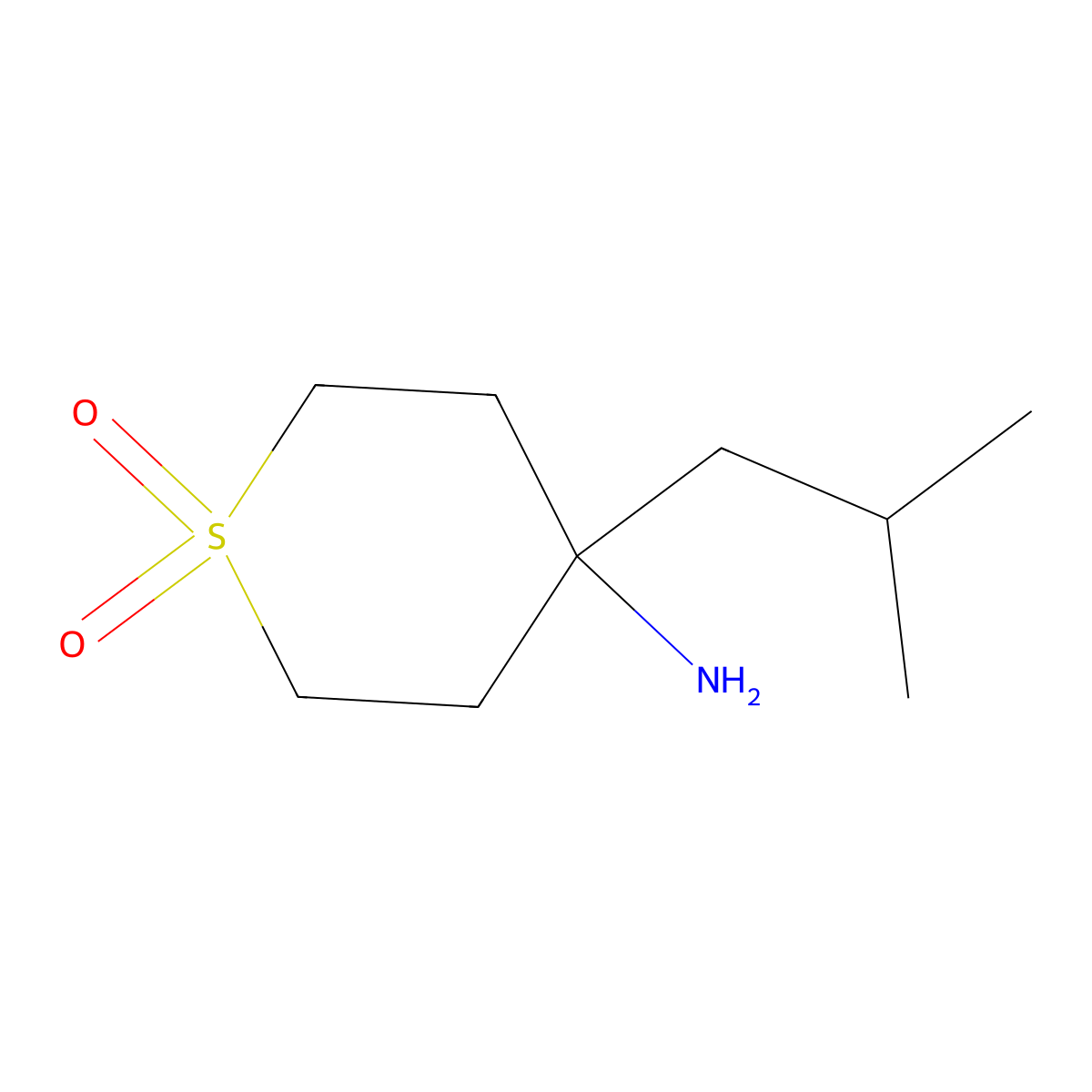 4-Amino-4-(2-methylpropyl)-1Lambda(6)-thiane-1,1-dione molecular structure, CAS 1936294-60-8