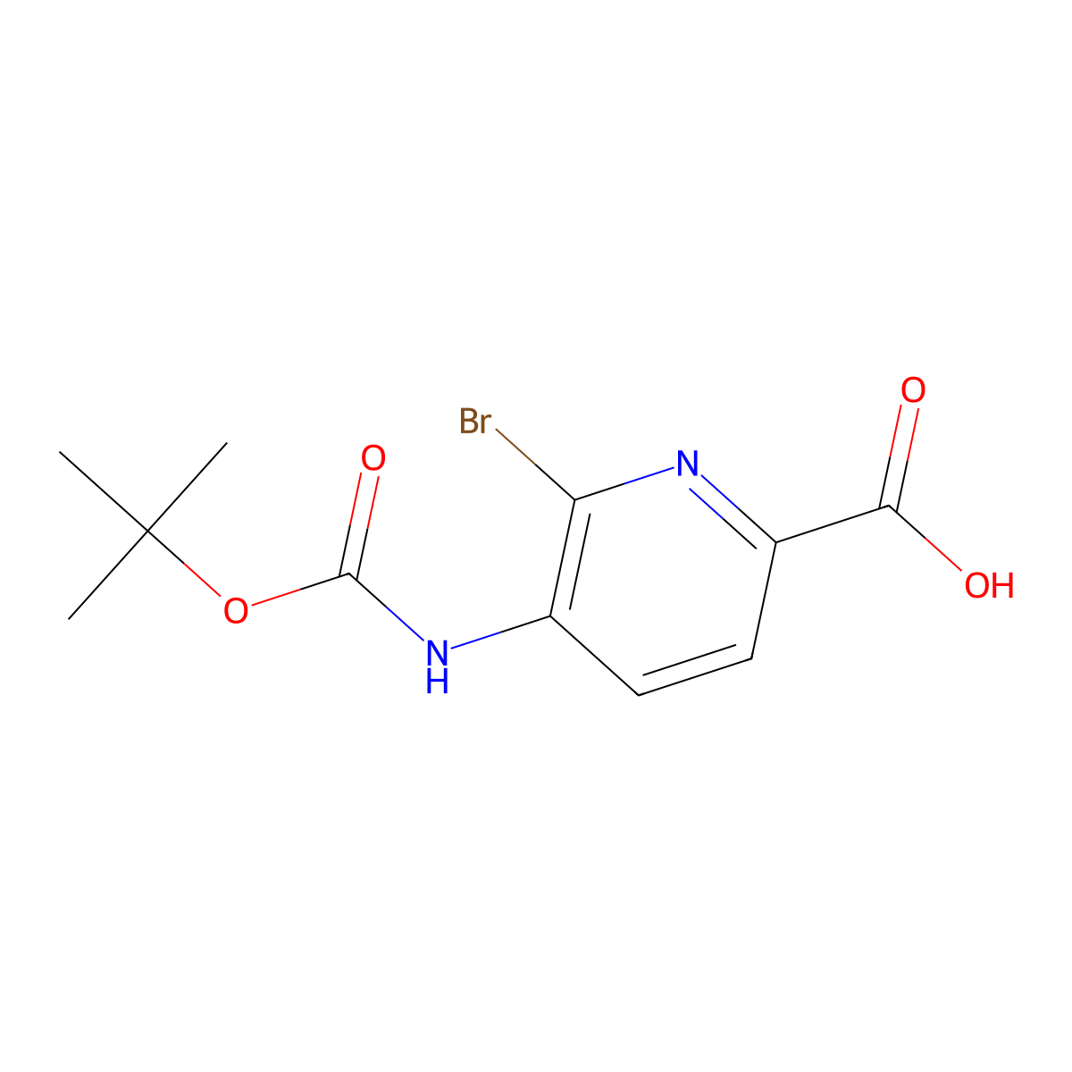 6-Bromo-5-{[(tert-butoxy)carbonyl]amino}pyridine-2-carboxylic acid molecular structure, CAS 1936300-67-2