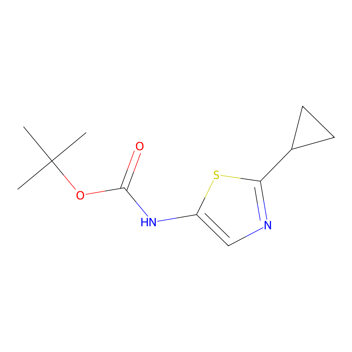 tert-Butyl (2-cyclopropylthiazol-5-yl)carbamate molecular structure, CAS 1936303-70-6