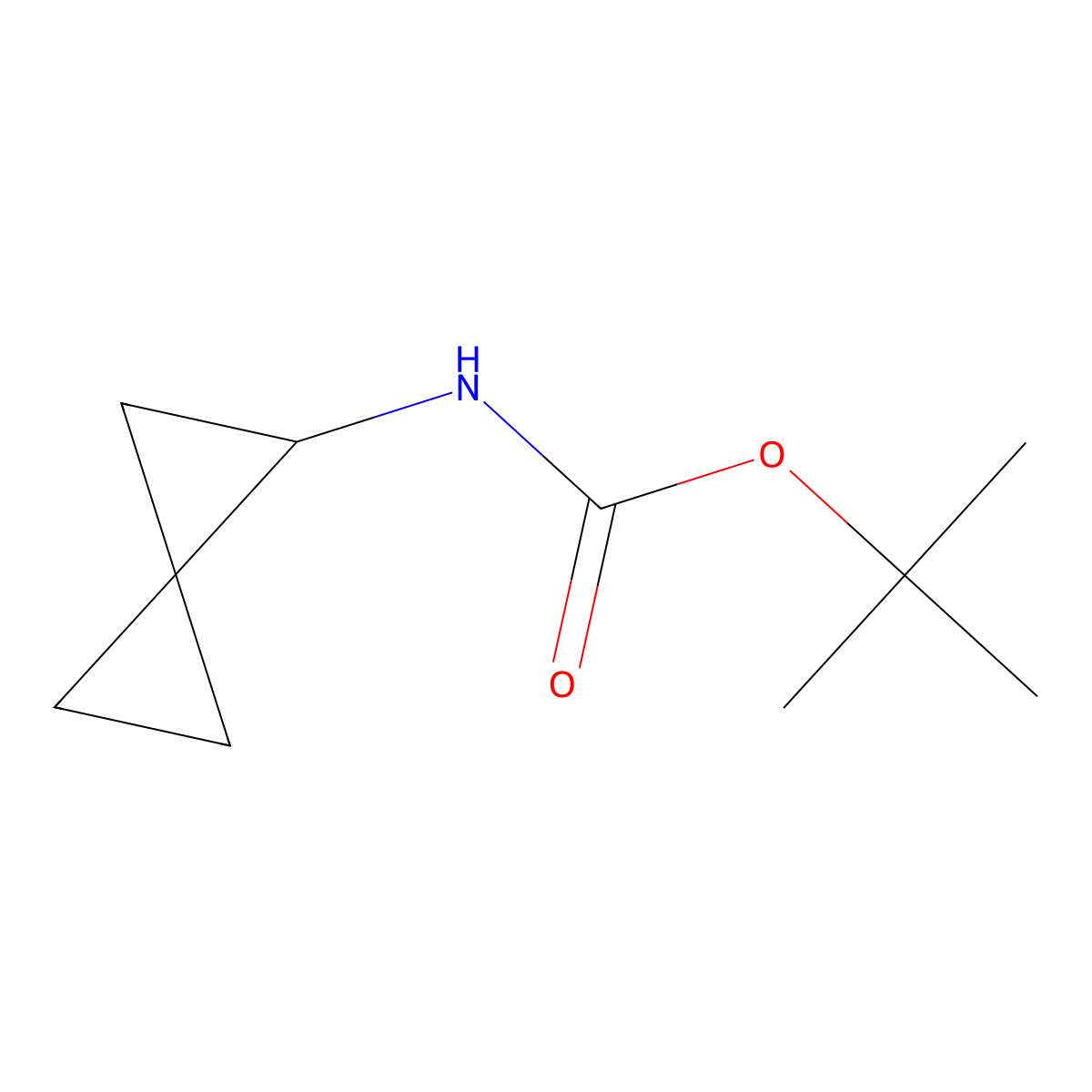Tert-butyl spiro[2.2]pentan-1-ylcarbamate molecular structure, CAS 1936313-71-1