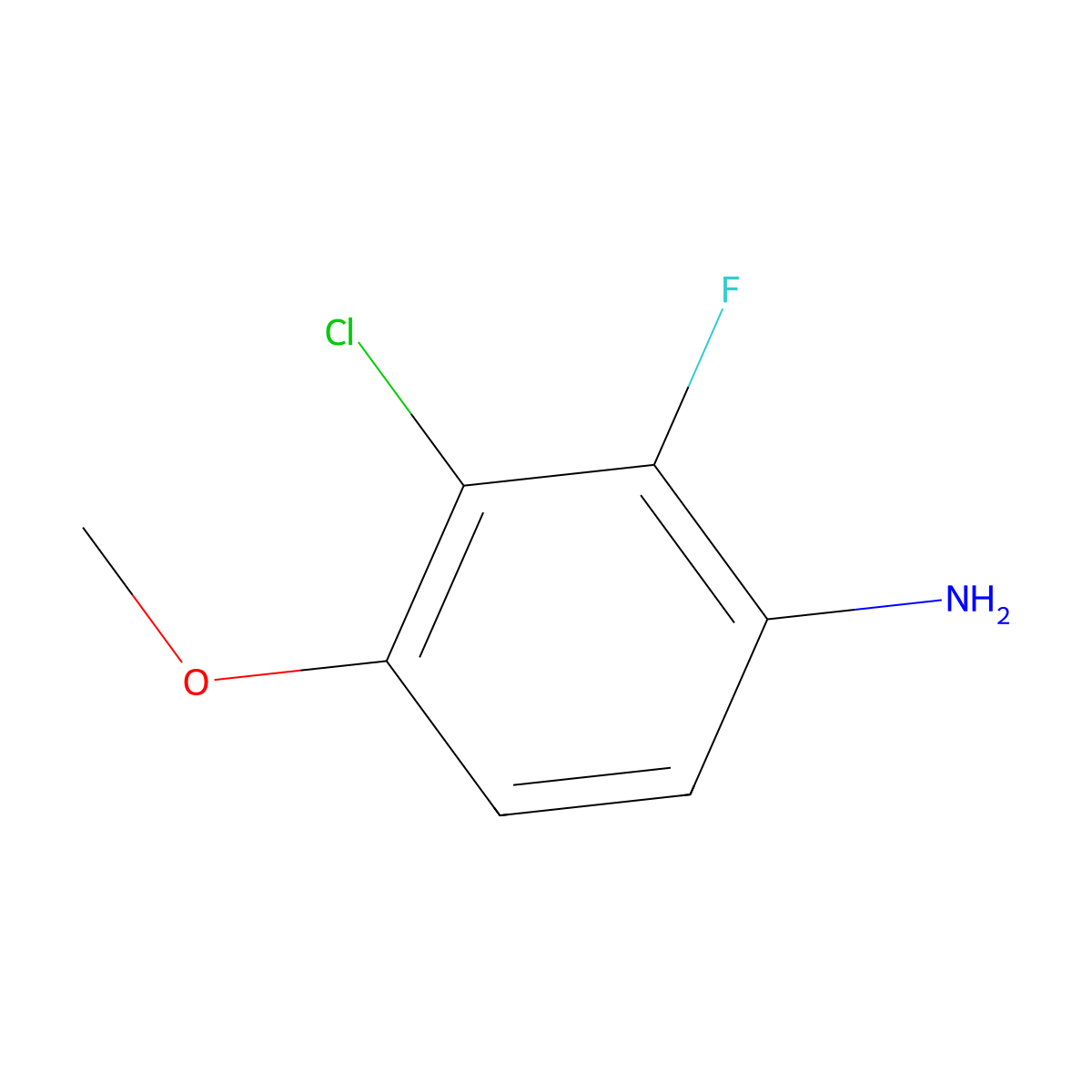 3-Chloro-2-fluoro-4-methoxyaniline molecular structure, CAS 1936314-06-5