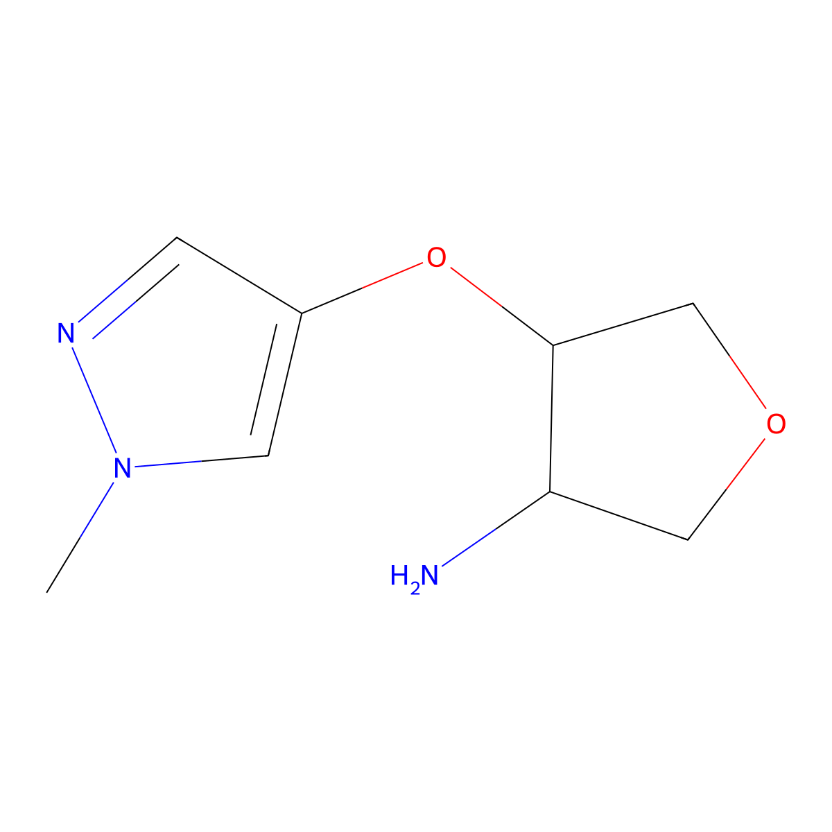 4-[(1-Methyl-1H-pyrazol-4-yl)oxy]oxolan-3-amine molecular structure, CAS 1936322-51-8
