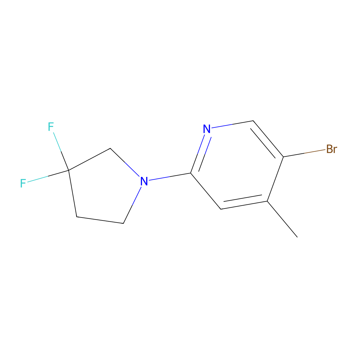 5-Bromo-2-(3,3-difluoropyrrolidin-1-yl)-4-methylpyridine molecular structure, CAS 1936329-17-7