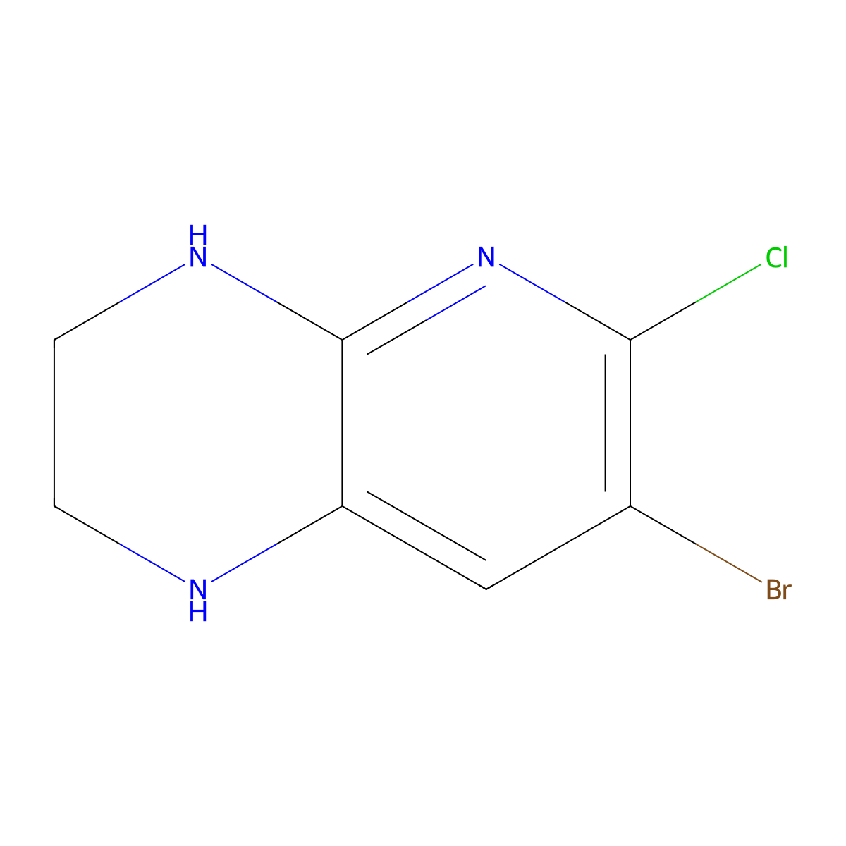7-Bromo-6-chloro-1,2,3,4-tetrahydropyrido[2,3-b]pyrazine molecular structure, CAS 1936329-28-0